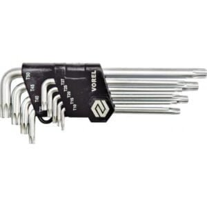 L- tipo TORX raktų komplektas T10-T50 (9 vnt.) (su skyle)