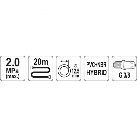 Žarna hibridinė su išoriniais sriegiais 3/8" (Ø12.5X17MM) 20M – nuotrauka 2