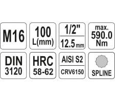 Antgalis įpresuotas į galvutę 100mm ½ M16 – nuotrauka 3