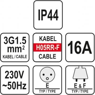 Prailginimo kabelis guminis IP44 3x1,5m2 30mm – nuotrauka 4