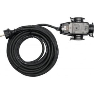 Prailginimo kabelis guminis IP44, 3x1.5mm2 10m su 3 rozečių lizdais