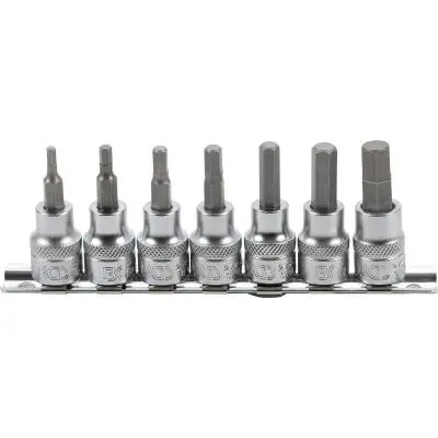 Įpresuotų antgalių rinkinys 3/8" (10mm) 6-kampiai, coliniai dydžiai