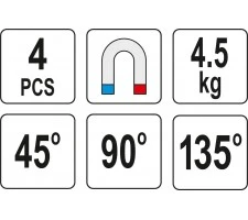 Magnetinių laikiklių rinkinys 4vnt.  45° - 90° - 135° – nuotrauka 4