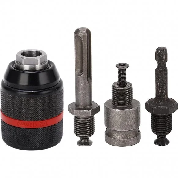 Griebtuvas gręžtuvui 1/2 Ø2-13mm su adapteriais 4 vnt.