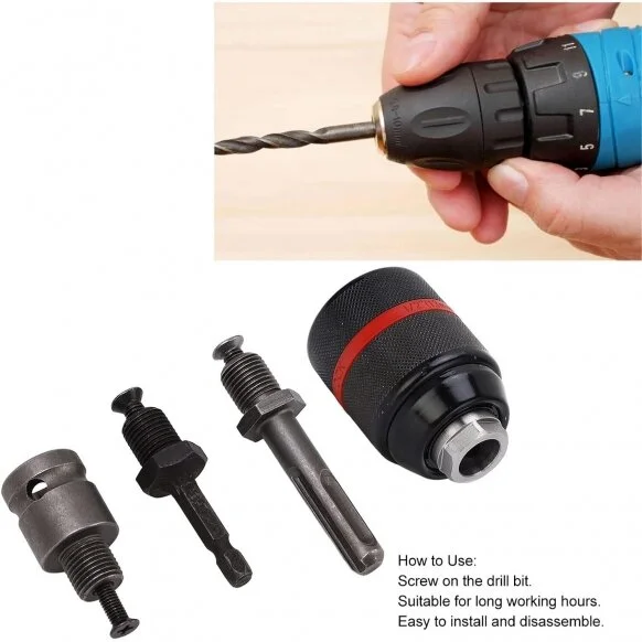 Griebtuvas gręžtuvui 1/2 Ø2-13mm su adapteriais 4 vnt.