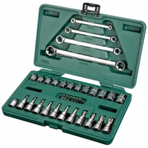 1/4 + 3/8 E-torx galvučių ir veržliarakčių rinkinys 35 vnt.