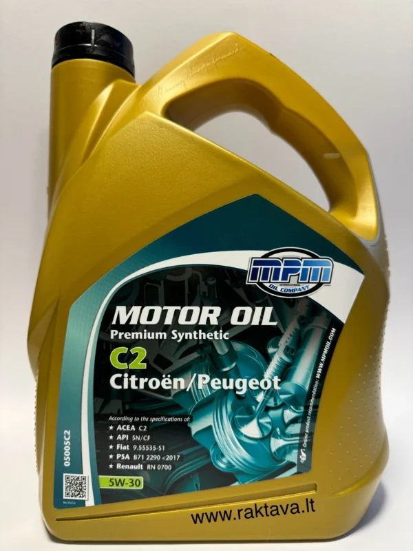Alyva MPM Motor Oil 5W30 Premium Synthetic C2 Citroen/Peugeot 5L