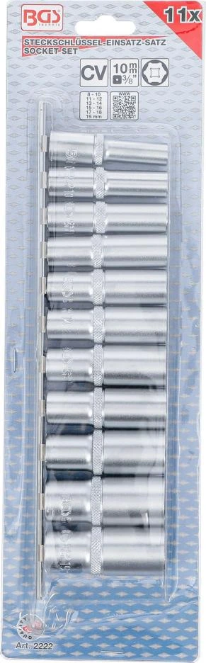 Ilgų galvučių komplektas 6-kampės 3/8 8-19mm 11vnt. – nuotrauka 2